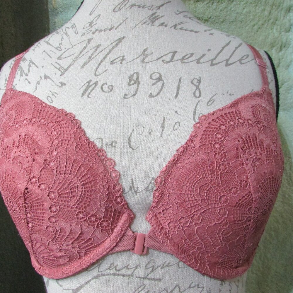 32DDD Victoria's Secret Lined Demi Racerback Underwire Rose Pink Lace Overlay